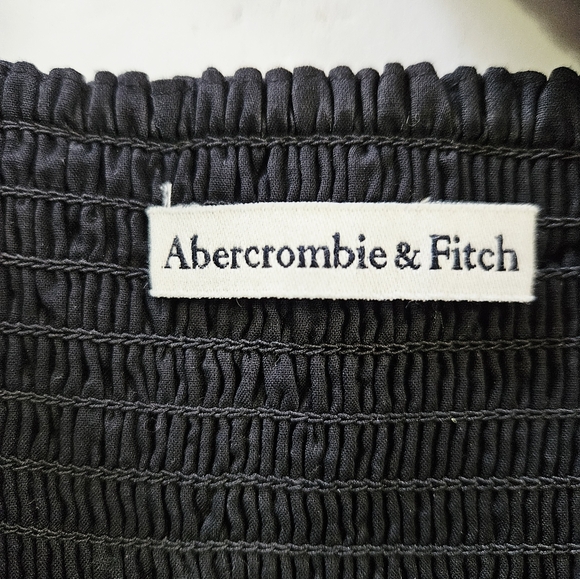 Abercrombie & Fitch Emerson Puff Sleeve Square Neck Flared Mini Dress in Black M - Picture 6 of 11